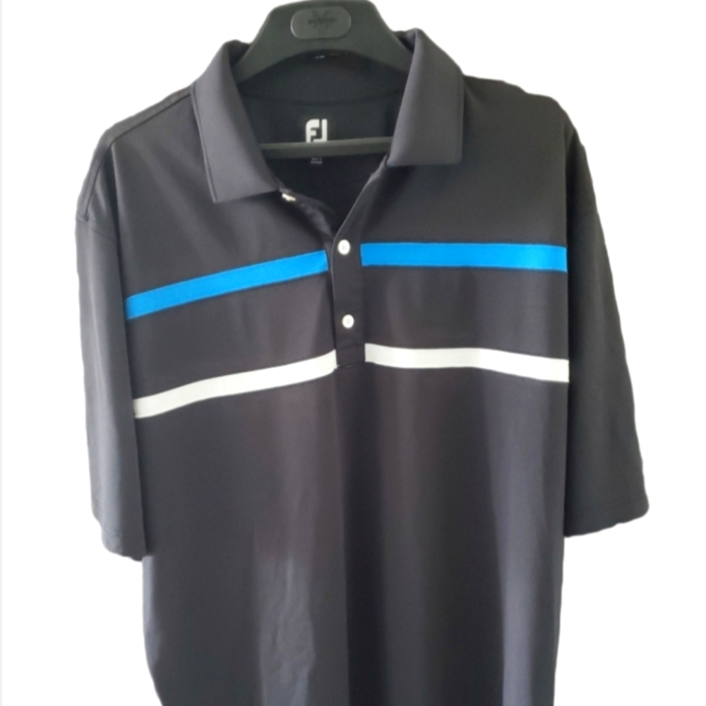 Mens FJ FOOTJOY Golf Polo Size XL Black Stripe Size XXL